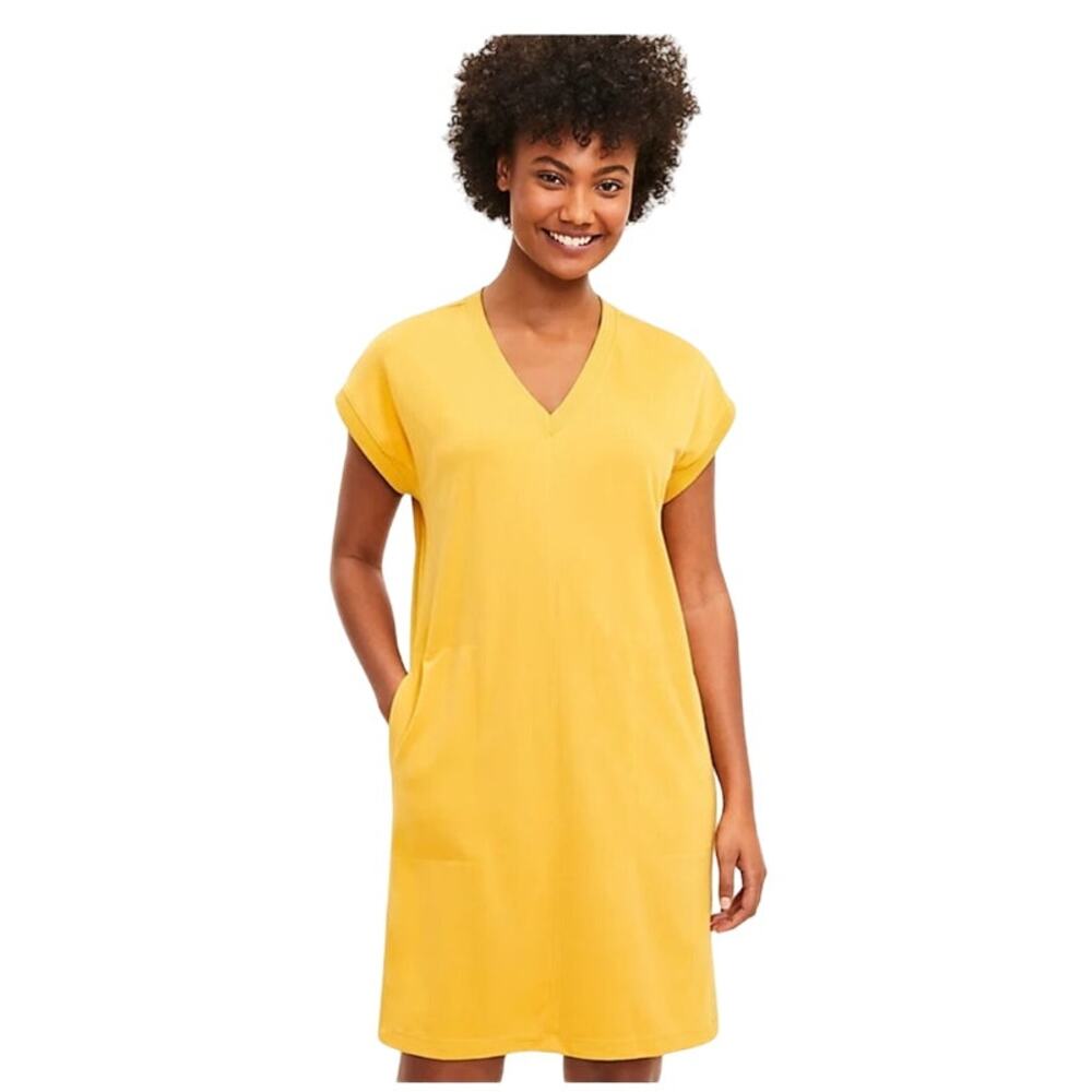 Lou & Grey Women's V-Neck Pocket Dress Sunflower Yellow Summer